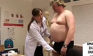 British cfnm nurses stroking silk-stocking albatross of ladies' room in doctors office